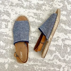 Toms Womens Espadrilles flats sandals 9 denim blue